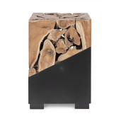 Masuta de cafea din fier negru si lemn natur Grenada 40 cm x 40 cm x 60 h