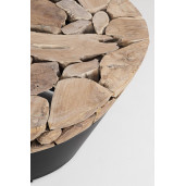 Masuta rotunda de cafea din fier negru si lemn natur Grenada Ø 90 cm x 45 h