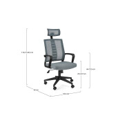 Scaun birou negru gri Roman 62x55.5x114.5/124.5 cm