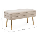 Banca tapiterie velur bej Pavlina 79.5x37.5x42 cm