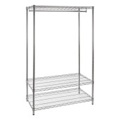 Raft 2 polite cu suport haine crom argintiu 90x45x180 cm