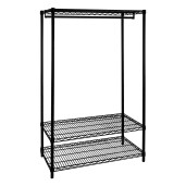 Raft 2 polite cu suport haine crom negru 90x45x180 cm