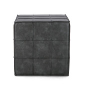 Taburet piele ecologica gri Larisa 43x43x43 cm