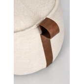 Taburet textil crem piele maro Anila 50x41.5 cm