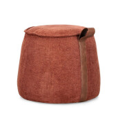 Taburet textil teracota piele maro Anila 50x41.5 cm