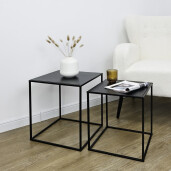 Set 2 masute otel negru Alrik 34x34x37h; 38x38x41h