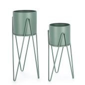 Set 3 suporturi flori otel verde Madelyn 23.5x53-57 cm, 21.5x42-46 cm,