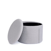 Taburet cu spatiu depozitare textil gri buclat Anthea 58x54x64h