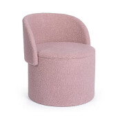 Taburet cu spatiu depozitare textil roz buclat Anthea 58x54x64h