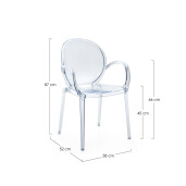 Set 4 scaune policarbonat transparent Camilla 58x52x87 cm