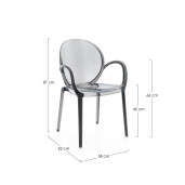Set 4 scaune policarbonat transparent gri Camilla 58x52x87 cm