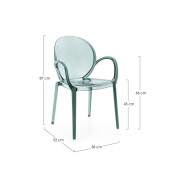 Set 4 scaune policarbonat transparent verde menta Camilla 58x52x87 cm