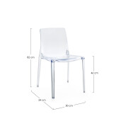 Set 4 scaune policarbonat transparent Adele 50x54x82 cm