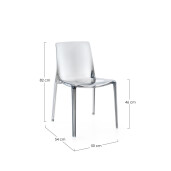 Set 4 scaune policarbonat transparent gri Adele 50x54x82 cm