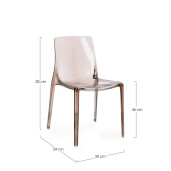 Set 4 scaune policarbonat transparent maro Adele 50x54x82 cm
