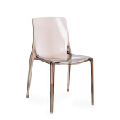 Set 4 scaune policarbonat transparent maro Adele 50x54x82 cm