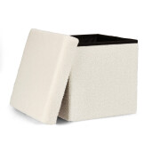 Taburet textil alb buclat Joris 38x38x38 cm