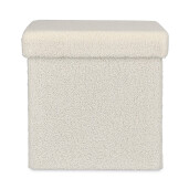 Taburet textil alb buclat Joris 38x38x38 cm