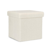 Taburet textil alb buclat Joris 38x38x38 cm