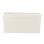 Bancuta textil alb buclat Joris 76x38x38 cm