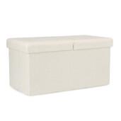 Bancuta textil alb buclat Joris 76x38x38 cm