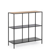 Consola otel negru mdf natur Haldor 82x33x85h