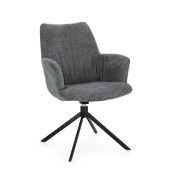 Set 2 fotolii otel negru textil gri Alexander 62x64x92 cm