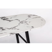 Consola cu blat sticla alb negru marmorat picioare fier Marble 135 cm x 40 cm x 80 h