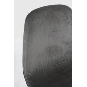 Scaun de bar cu spatar picioare fier negru cu tapiterie catifea gri Irelia 46 cm x 39 cm x 103 h x 76 h1