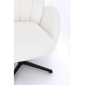 Fotoliu rotativ otel negru textil alb Chloe 70x71.5x78 cm
