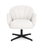 Fotoliu rotativ otel negru textil alb Chloe 70x71.5x78 cm