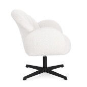 Fotoliu rotativ otel negru textil alb Chloe 70x71.5x78 cm