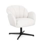 Fotoliu rotativ otel negru textil alb Chloe 70x71.5x78 cm