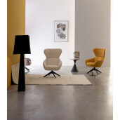 Fotoliu otel negru textil alb Hailey 75x80x110 cm