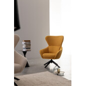 Fotoliu rotativ otel negru textil galben Hailey 75x80x110h