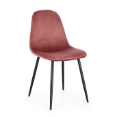 Set 4 scaune otel negru catifea roz Irelia 44x53x84 cm