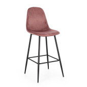 Set 4 scaune bar otel negru catifea roz Irelia 44x53x112 cm
