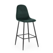 Set 4 scaune bar otel negru catifea verde Irelia 44x53x112 cm