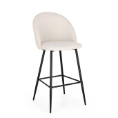 Set 2 scaune bar otel negru textil alb ice Tanya 51x52x107 cm