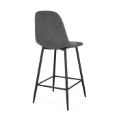 Set 4 scaune bar textil gri otel negru Irelia 44x53x102h