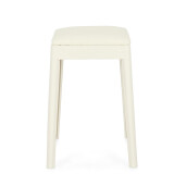 Set 4 tabureti polipropilena piele ecologica alba Scooby 34x34x49 cm