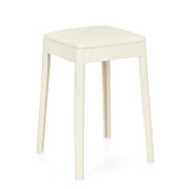 Set 4 tabureti polipropilena piele ecologica alba Scooby 34x34x49 cm