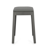 Taburet polipropilena piele ecologica gri inchis Scooby 34x34x49 cm