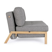 Canapea 2 locuri extensibila cu picioare din lemn natur si tapiterie textil gri Hayden 151 cm x 96 cm x 79 h