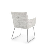 Set 2 scaune dining otel argintiu textil alb bej Evelyn 64x60x88h