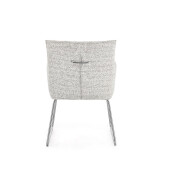 Set 2 scaune dining otel argintiu textil alb bej Evelyn 64x60x88h