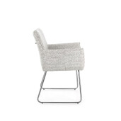 Set 2 scaune dining otel argintiu textil alb bej Evelyn 64x60x88h