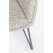 Set 2 scaune dining otel argintiu textil alb bej Evelyn 64x60x88h