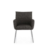 Set 2 scaune dining otel argintiu textil gri charcoal Evelyn 64x60x88h