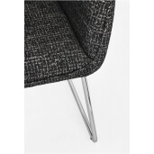 Set 2 scaune dining otel argintiu textil gri charcoal Evelyn 64x60x88h